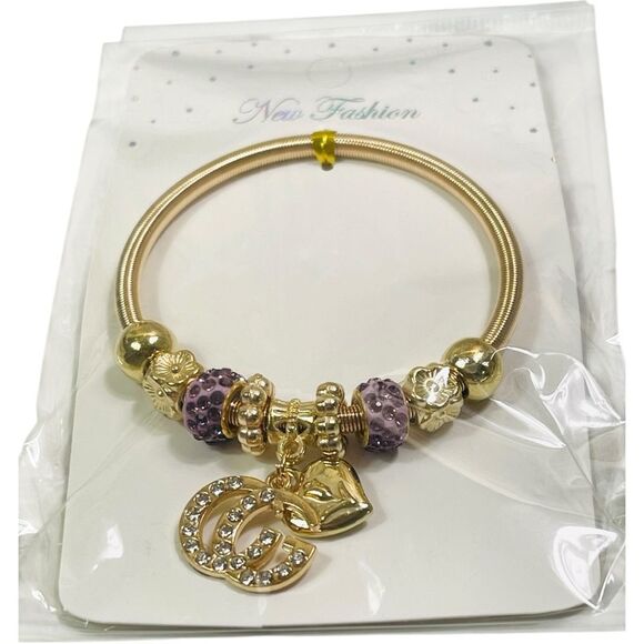 Gold and Purple Charm Bracelet - Picture 2 of 2